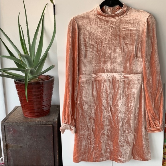 A.L.C Peach Velvet Mini Dress - Picture 1 of 3